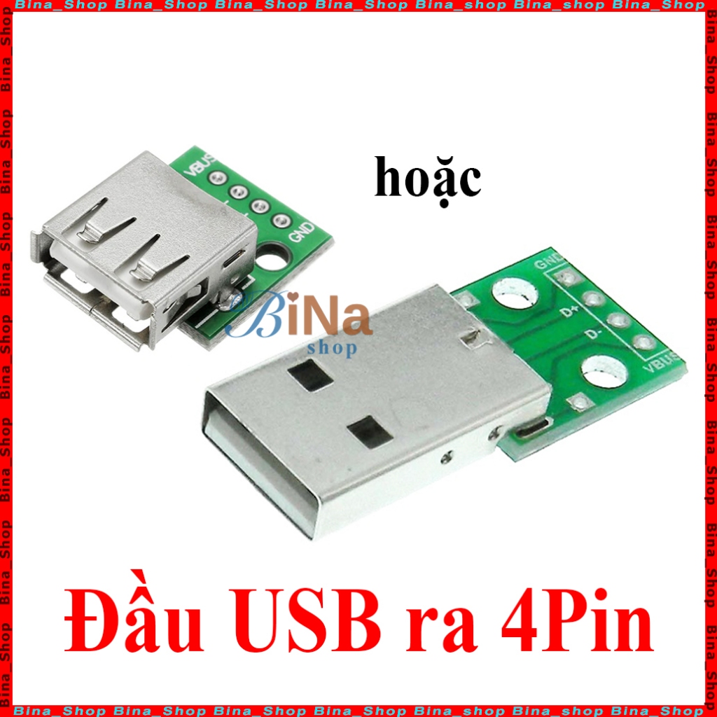 Bo chuyển USB 4P DIP board USB đực/cái