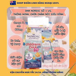 (Date 10/26) DHA cao cấp cho trẻ từ 1 tuổi Nordic Children Extra 60ml, Hàng chuẩn đi air, Dha Xtra Nordic Naturals Mỹ
