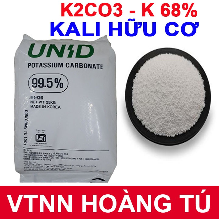 Phân bón Kali Cacbonat (K2CO3 - kali hữu cơ) K2O = 68% (gói 1kg)