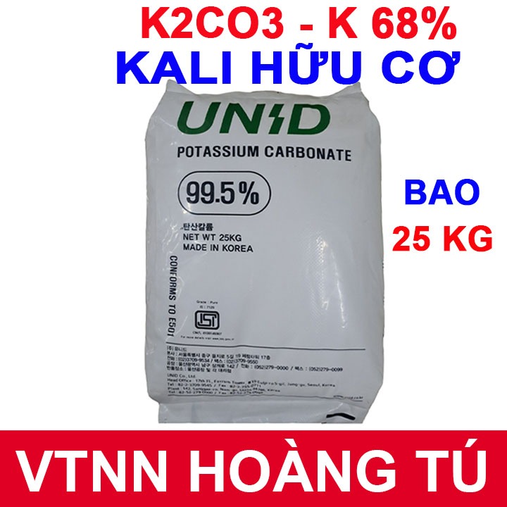 Bao 25kg - Phân bón Kali Cacbonat KALI HỮU CƠ -  K2CO3 = 99.5% - K2O = 68%