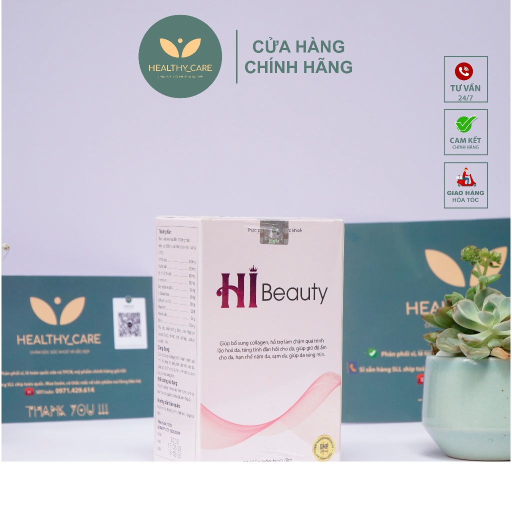 Hộp Viên Uống Hi Beauty Tặng Mask Hi beauty [CHÍNH HÃNG] - Dưỡng trắng da, mờ nám, phục hồi da (hộp 30 viên)