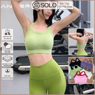 Áo ngực thể thao Gym Yoga Pilates Dây vai mảnh gợi cảm có mút thun dệt khô nhanh thoáng mát 5347
