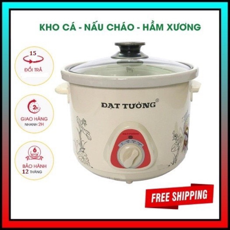 Nồi hầm cháo, kho cá thịt Đạt Tường 2.5L, hàng Việt Nam, lõi nồi bằng sứ giữ nhiệt tốt, giữ trọn vẹn chất dinh dưỡng