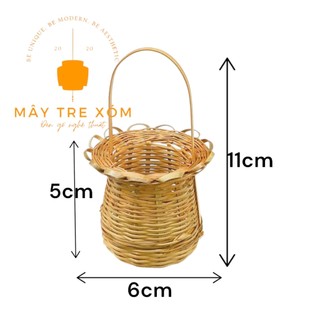Giỏ tre cắm hoa mini trang trí, decor tiểu cảnh