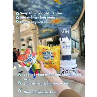 Combo soap tắm dưỡng trắng mờ thâm ,hết mụn cực hiệu quả