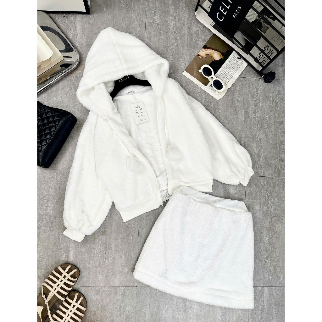 Váy nữ Set Áo Khoác cardigan Len Lông Cừu Cực Ấm Phối Chân Váy Ngắn Lửng Siêu Xinh A50 | BigBuy360 - bigbuy360.vn