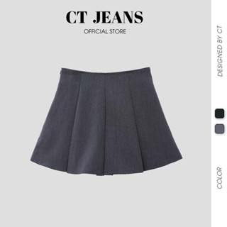  <XẢ KHO GIÁ SẬP SÀN>Chân Váy Chữ A Xếp Ly Hộp 2 Màu Đen Ghi Có Quần Bên Trong CP75 CT JEANS 