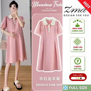 Váy Babydoll, Đầm Bầu Công Sở Có Cổ Mùa Hè Dài Qua Gối Mẫu Mới Nhiều Màu Thời Trang 2024 ZMA