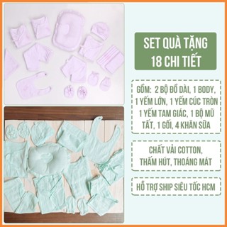 [HỎA TỐC HCM] Set Quà Tặng Đầy Tháng Set Đồ Sơ Sinh 18 Món Cao Cấp Cho Bé Trai Và Bé Gái