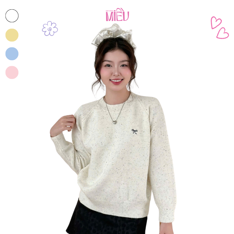 Áo tay dài chất len cổ tròn phong cách ulzzang Hàn Quốc Cheryl Miều Est.2013