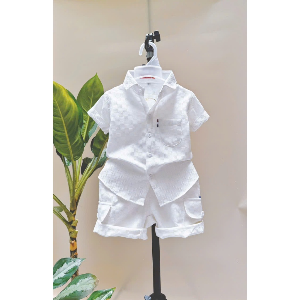 Bộ Quần Áo Kim Cương Màu Trắng, Đen Cho Bé Trai