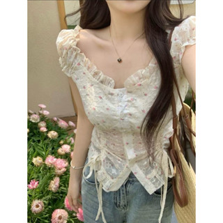 [CHAN BIGSIZE 55-85kg] Áo croptop thêu rút dây eo bánh bèo phong cách ullzzang bigsize A24