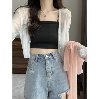 Áo khoác cardigan INFLACHI vải xước mềm không ngứa tay dài phủ bàn tay phối cúc che khuyết điểm tốt N21