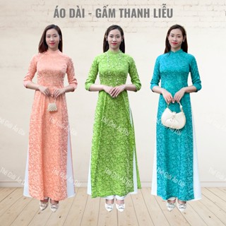 Áo dài nữ Gấm Thanh Liễu truyền thống cao cấp may sẵn 7 màu không nhăn xù, Áo dài lụa hoa mặc cưới hỏi Tết 2025 - G01