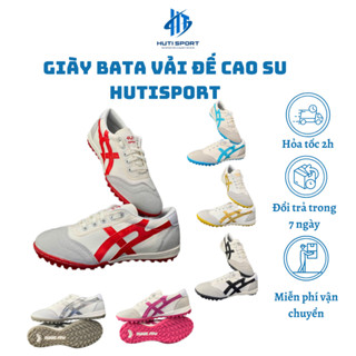Giày Bata Vải Đế Cao Su HUTISPORT, Giày Đá Bóng Khâu Full Đế Kèm Dây