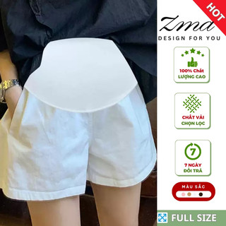 Quần Đùi Bầu Mùa Hè Ống Rộng Chất Vải Mát Mặc Nhà Có Chun Điều Chỉnh Bigsize Thời Trang 2024 ZMA