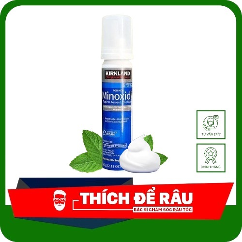 Minoxidil 5% Dạng Bọt Mọc Râu Tóc Kirkland Mỹ