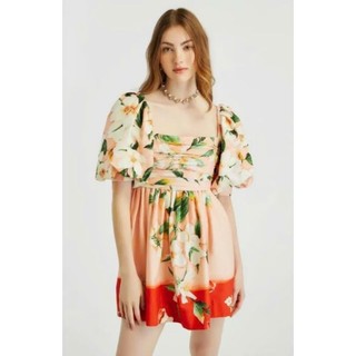 Đầm babydoll lụa in hoa xuất xịn