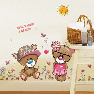 Decal dán tường - Gấu đôi đáng yêu cho Bé