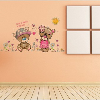 Decal dán tường - Gấu đôi đáng yêu cho Bé