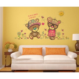 Decal dán tường - Gấu đôi đáng yêu cho Bé
