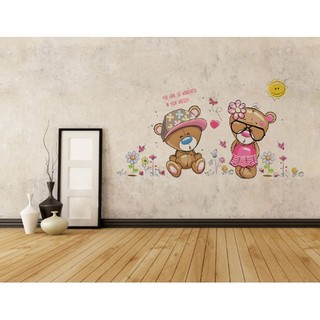 Decal dán tường - Gấu đôi đáng yêu cho Bé