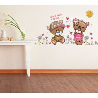 Decal dán tường - Gấu đôi đáng yêu cho Bé