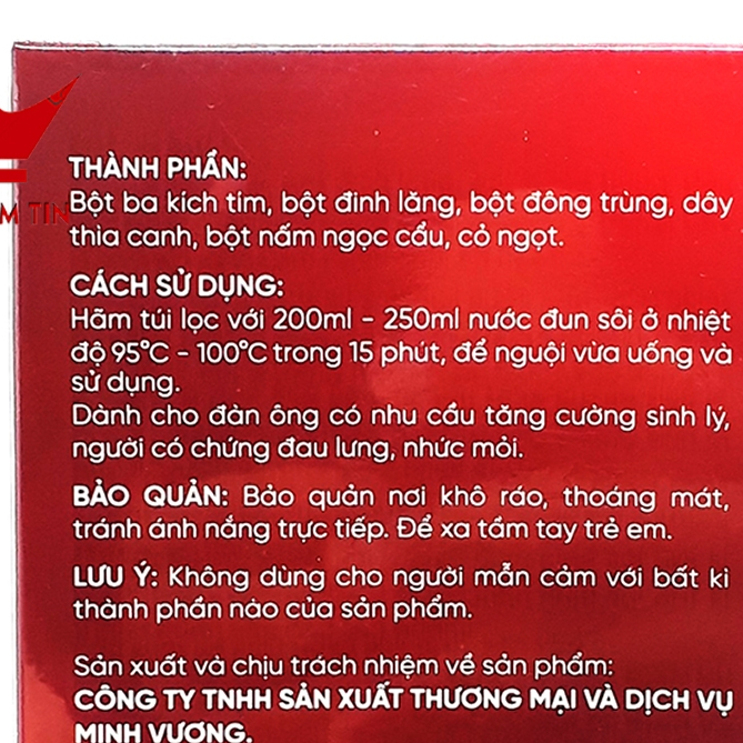Trà King Max Tea - thành phần ba kích đinh lăng, nấm ngọc cẩu, đông trùng hạ thảo