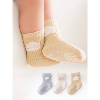 Set 5 Đôi Tất Trẻ Em Tất Cho Bé Hình Mây Cotton Chống Trơn Trượt Cho Bé Trai, Bé Gái Đi Cực Xinh SS1