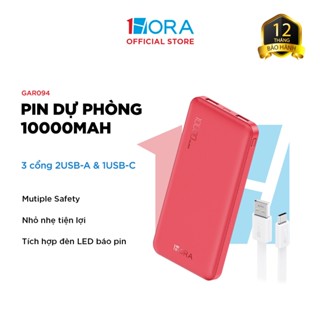 Pin Sạc Dự Phòng 1HORA 10000mAh 10.5W - 3 cổng 2USB-A & 1USB-C - GAR094