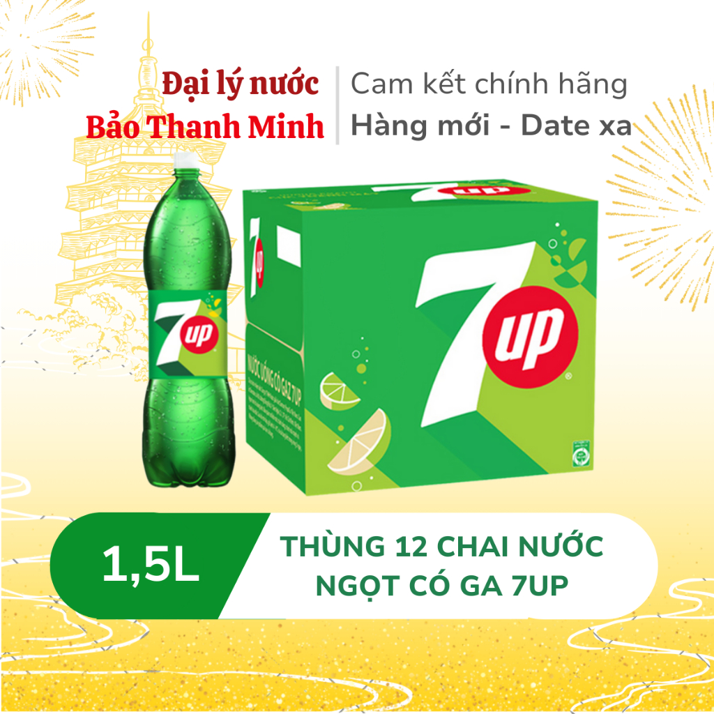   HỎA TỐC  Nước ngọt 7UP chai 1,5L  Thùng 12 chai   Date xa  