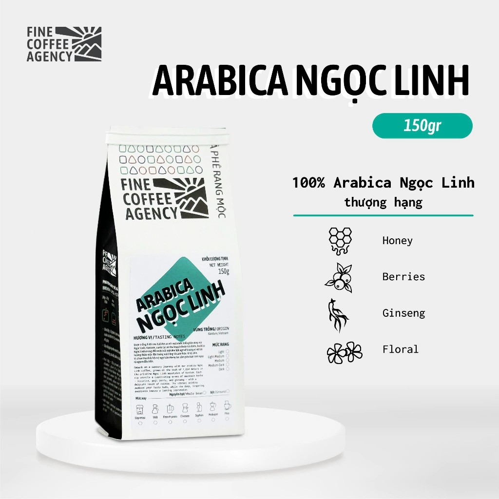 Cà Phê Arabica Ngọc Linh Nguyên Chất - Hương Vị Núi Rừng Tinh Túy (150 Gram)