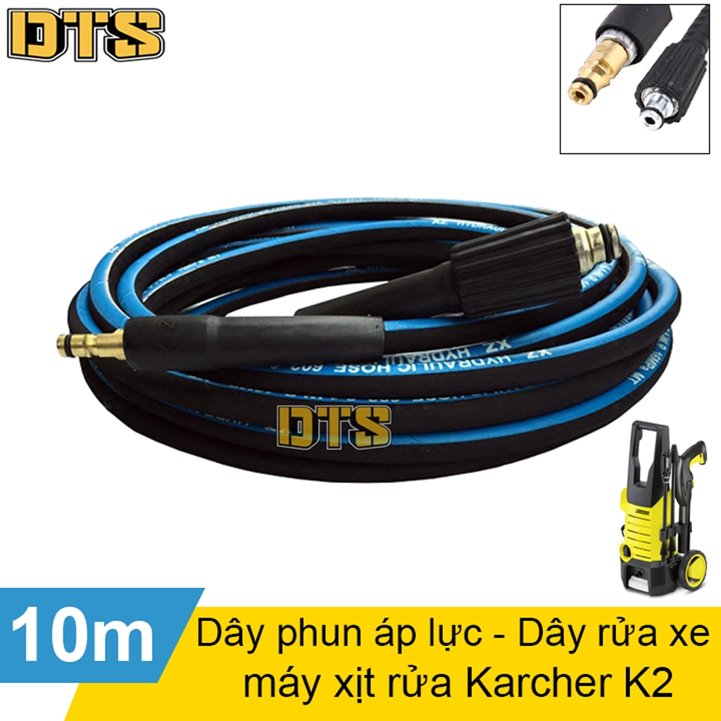 10m Dây áp lực lõi thép máy rửa xe Karcher K2 360, K2 Basic, K2 420, K3 450 - Ống dây phun thay thế 