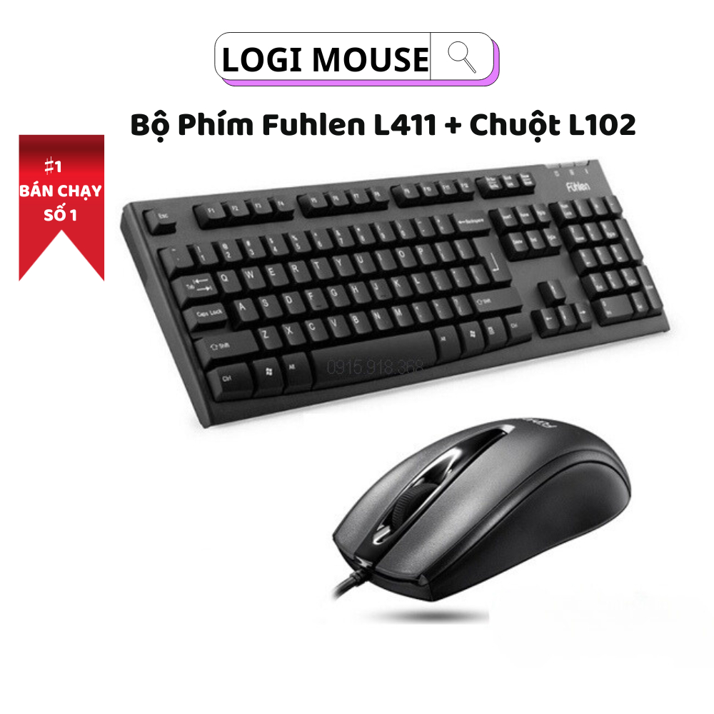 Bộ Bàn phím L411 Và Chuột Có Dây Fuhlen L102 - Hàng chuẩn chính hãng