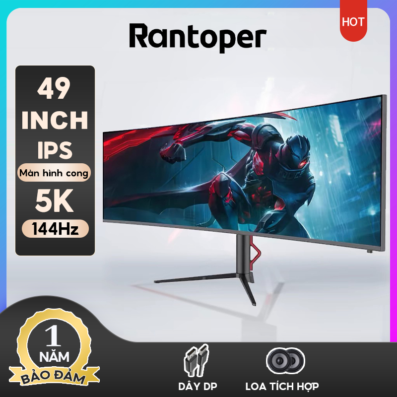 Rantoper 5K 144Hz/Màn hình cong IPS 49 inch, 5120 * 1440 / 1ms,Màn hình chơi game tốc độ làm tươi ca