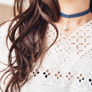 Choker đen đính châu cá tính - D371C + D306 + D315