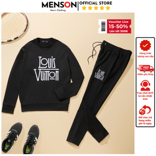 Bộ đồ thu đông nam cao cấp cổ tròn chất nỉ dày dặn, Set đồ đôi nam nữ phom dáng đẹp hàng hiệu 2024 Menson MD4-06