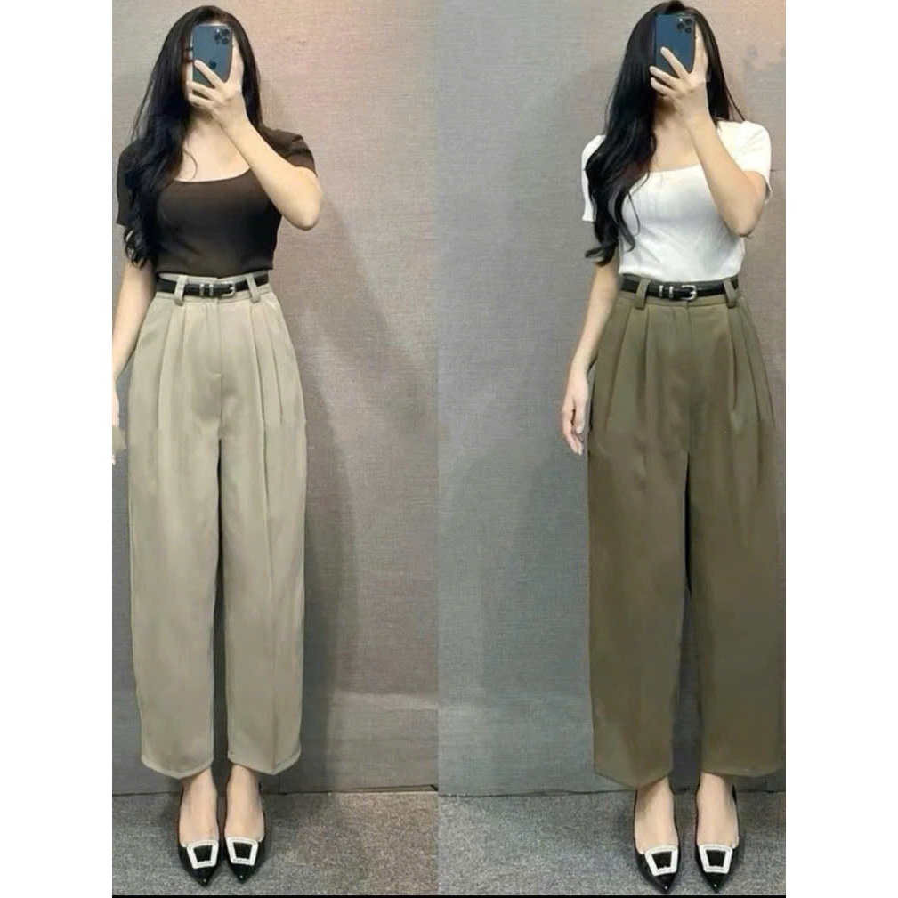 Quần suông ống rộng nữ cho Nấm Lùn  dưới 1m53 có bigszie 40- 75kg <( Quần dài 85cm- 90cm ) ,cạp cao 