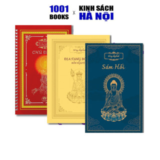 Combo 3 Vở Sổ chép kinh in chữ mờ Kinh Địa Tạng, Chú Đại Bi, Sám Hối - 1001 Books