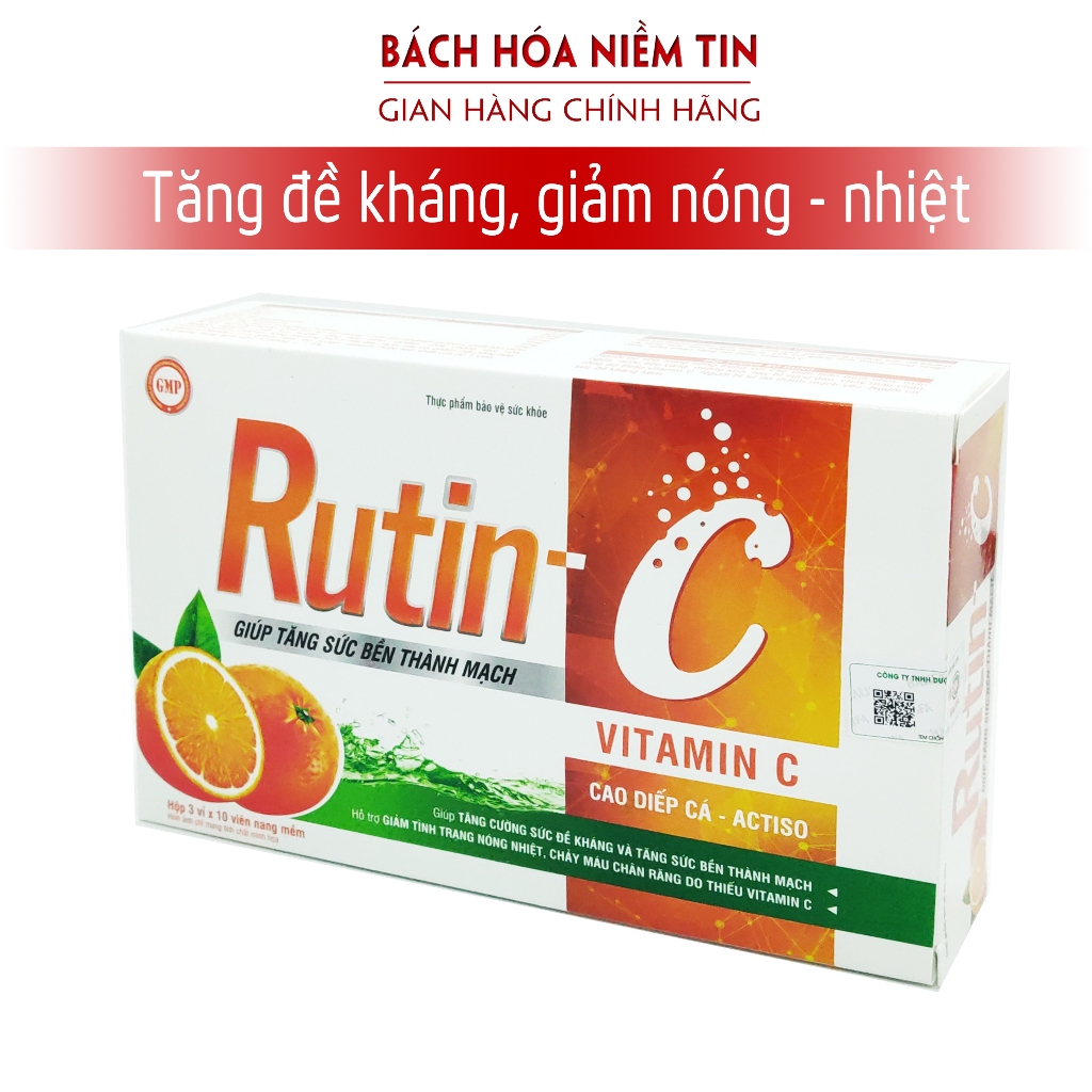 Viên Uống Rutin C - giảm viêm nhiệt miệng, giảm táo bón, tiêu trĩ, nhuận tràng, thanh nhiệt cơ thể - Hộp 30v