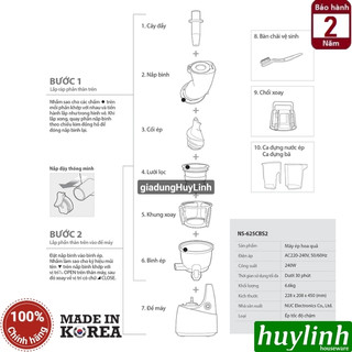 Máy ép trái cây chậm Kuvings NS-625CBS2 - sản xuất tại Hàn Quốc