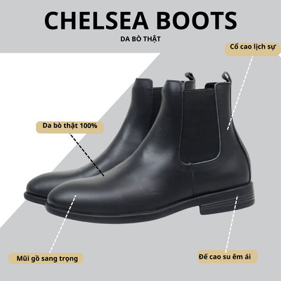 Giày da chelsea boots INICHI G1091 da bò nguyên tấm