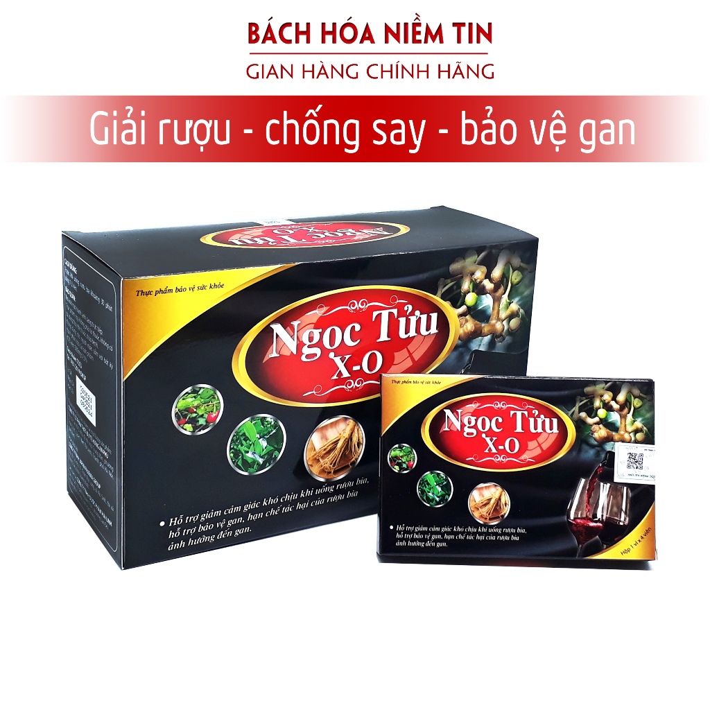 Viên uống chống say Ngọc Tửu XO - Hộp 40 viên- Hỗ trợ giảm cảm giác khó chịu khi uống say, bảo vệ gan hiệu quả