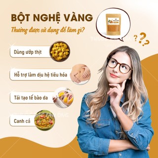 Bột nghệ vàng 100g, nguyên chất, thơm, mịn, gia vị tẩm ướp, tạo màu, hương vị cho món ăn