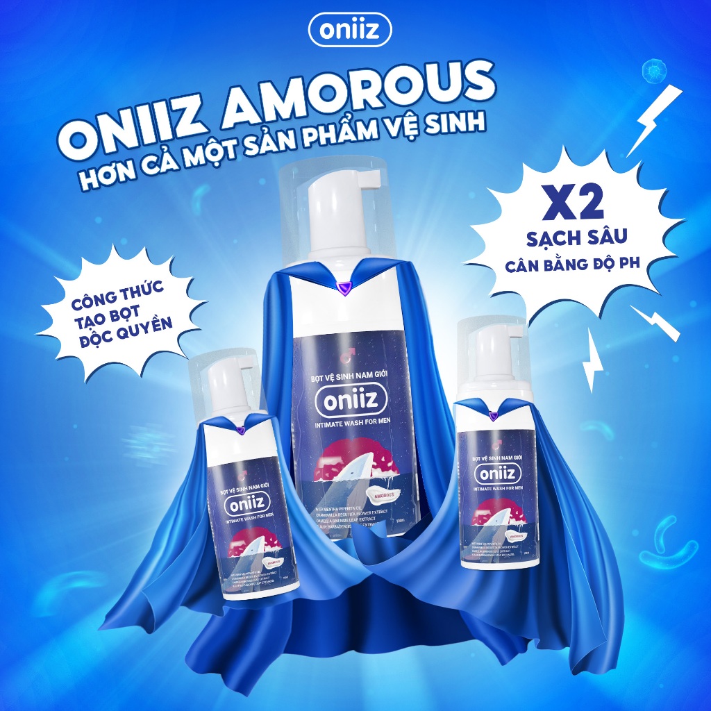 Bọt vệ sinh nam giới Oniiz - Dung dịch vệ sinh nam giới tạo bọt hương unisex cuốn hút Amorous 100ml