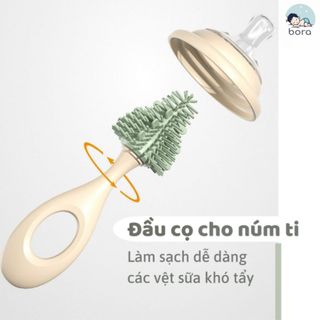 Cọ rửa bình sữa có đế phơi, tay cầm xoay 360 độ silicon cao cấp