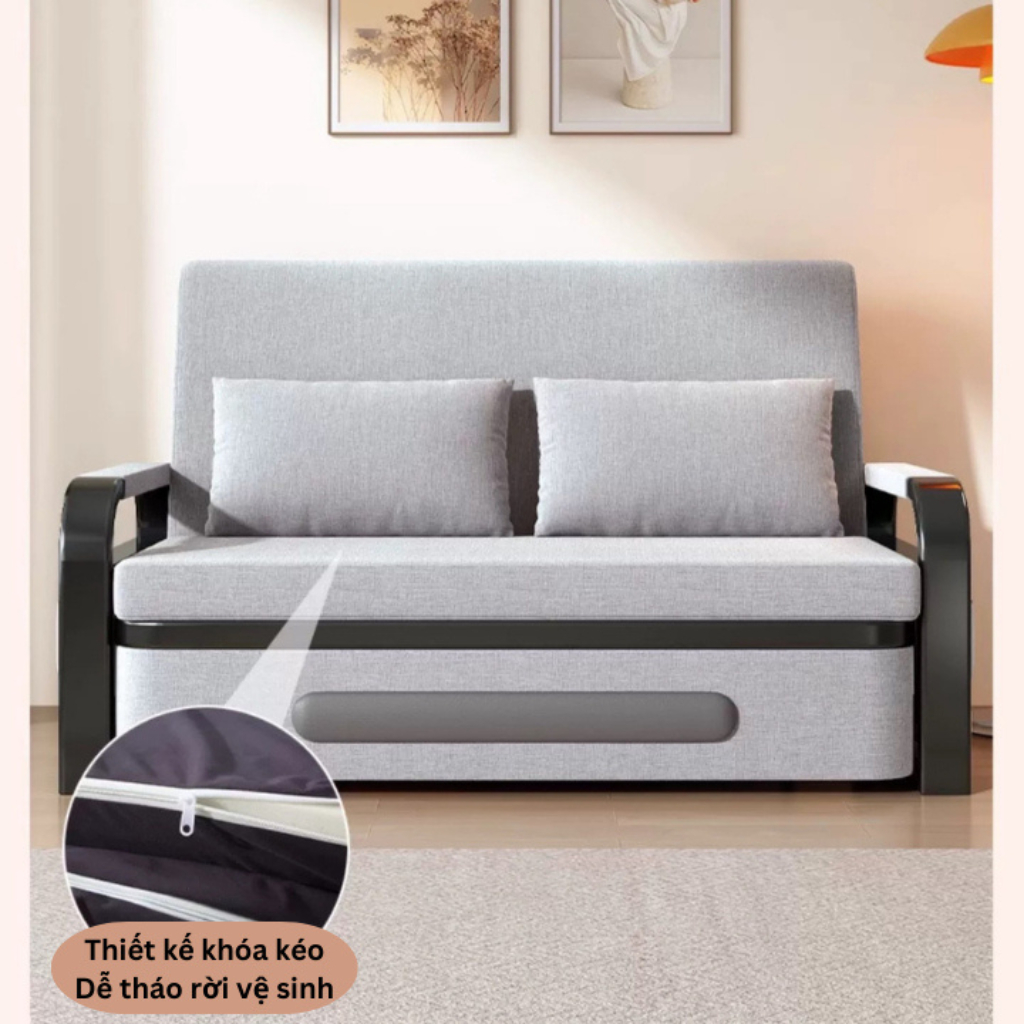 Sofa Giường Thông Minh Gấp Gọn Thành Ghế Đa Năng Có Hộc Để Đồ Kèm Nệm Và 2 Gối, Giường Sofa Hiện Đại Gấp Gọn Thành Ghế | BigBuy360 - bigbuy360.vn