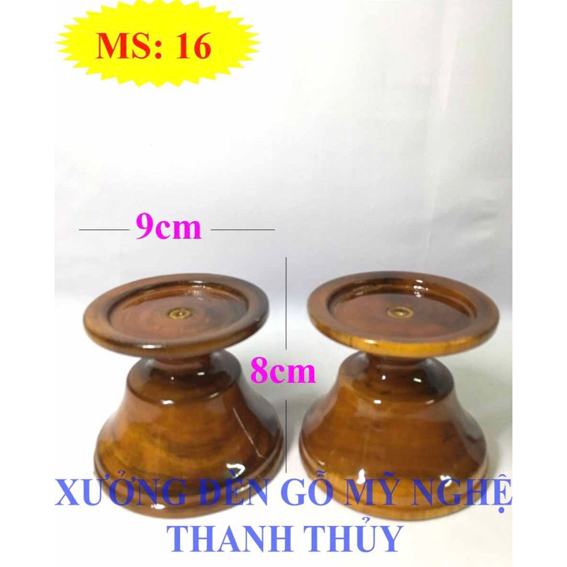 Chân nến bàn thờ hàng đẹp, chất lượng - Gỗ tràm MS: 16