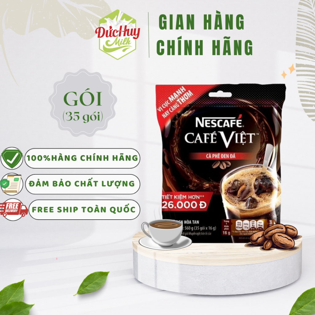 Cà Phê hòa tan Nescafé café Việt cà phê đen đá (Bịch 35 gói x 16g)
