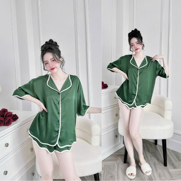 Đồ Ngủ Pijama Bigsize MIKY, Đồ Ngủ Bigsize lụa Latin cao cấp mềm mại xinh xắn < 80KG viền trắng | BigBuy360 - bigbuy360.vn